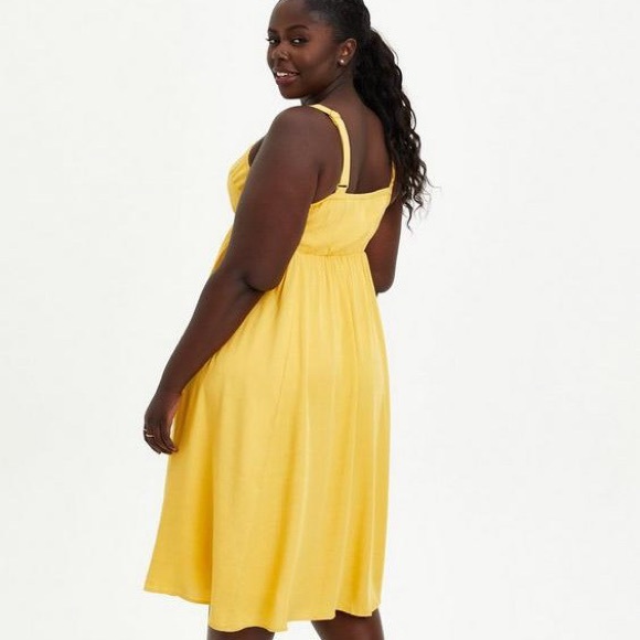 TORRID yellow crosshatched summer dress, 3X. - Picture 4 of 11
